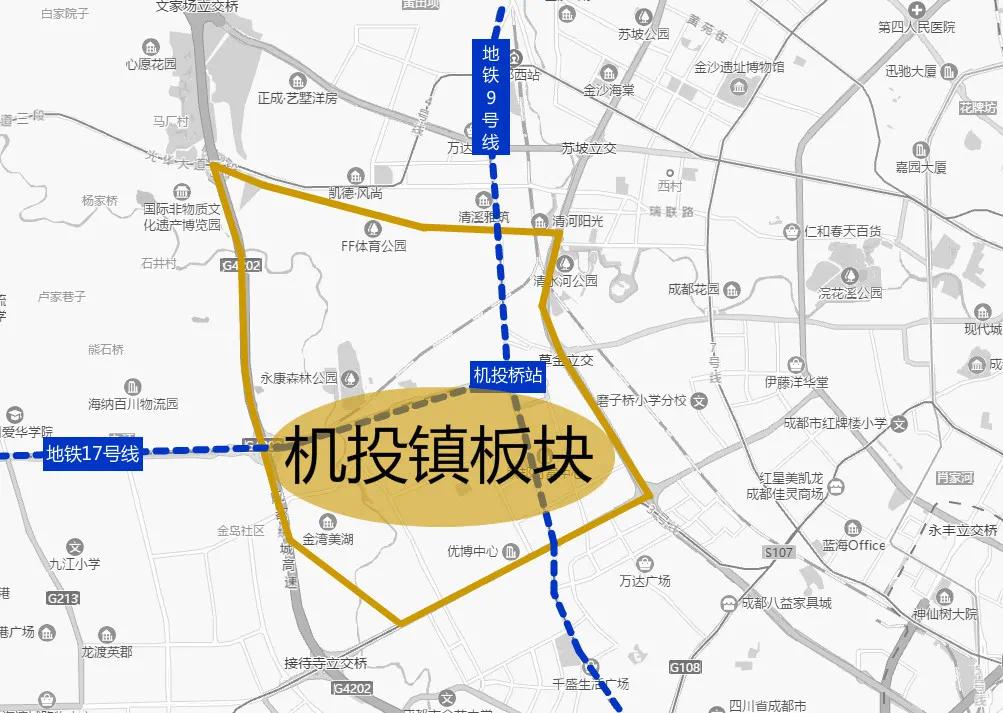 机投镇片区大致范围示意图该板块有一部分属于成都豪宅板块武侯新城