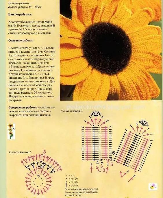 毛线钩针编织向日葵合集,diy手工编织附图解教程_花瓣