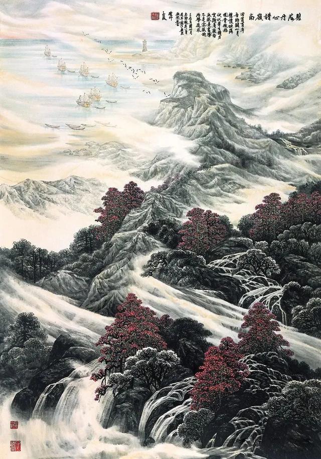 中国海洋画家协会副主席,新加坡南洋画院副院长邓子敬山水画作品