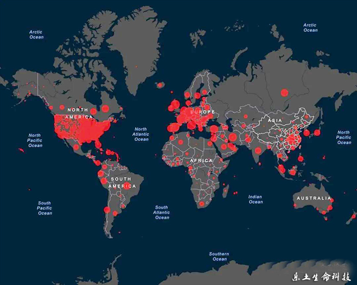 图1. 全球covid-19冠状病毒疫情地图