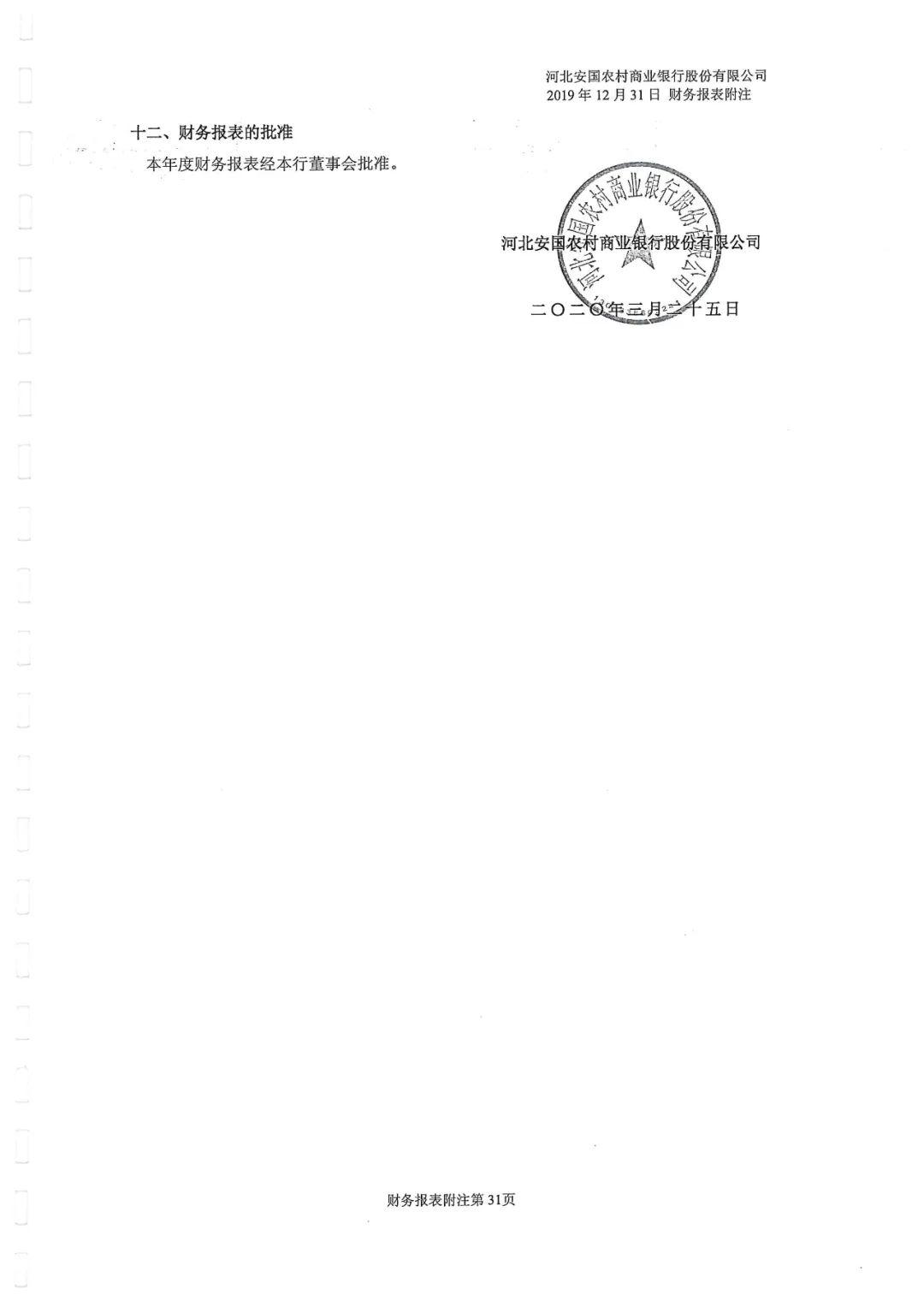 河北安国农村商业银行股份有限公司 2019年度信息披露报告