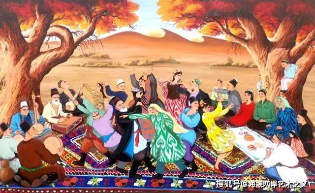 新疆画家西尔艾力艾买提麦盖提的民族农民画