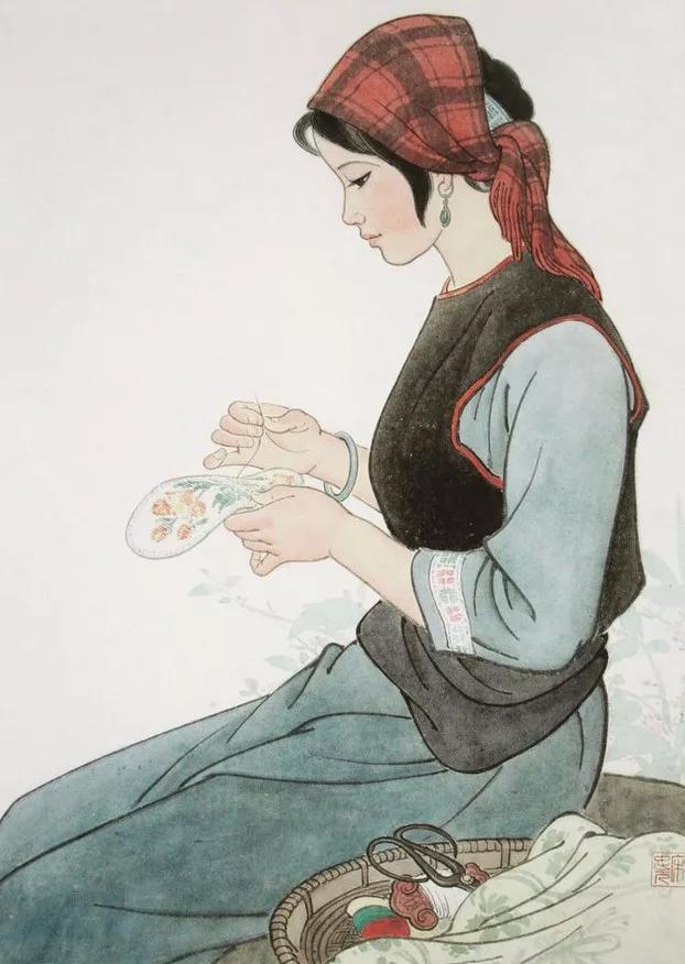 宋忠元工笔仕女人物作品