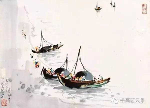 吴冠中爱画船,孤舟,舟群,帆起帆落