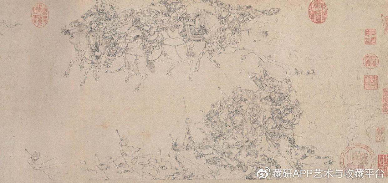 龙眠居士李公麟白描免胄图卷