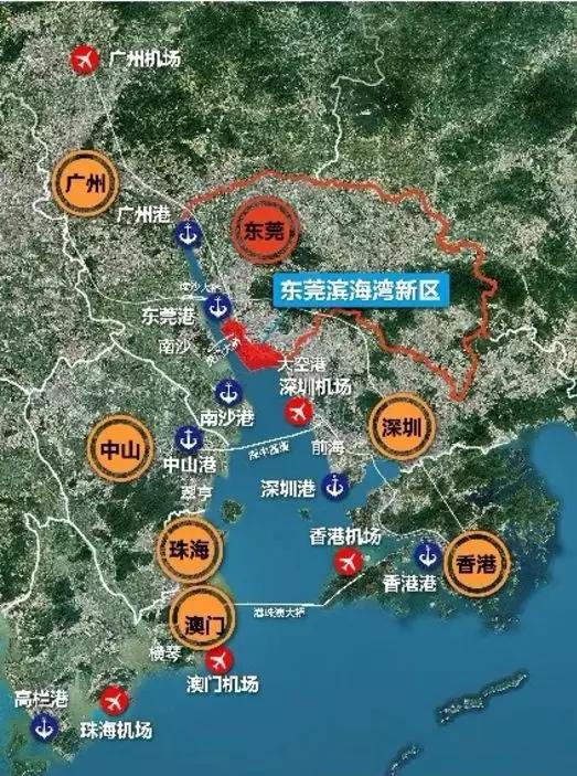 摊开地图可见,滨海湾新区往西20公里就是广州城市副中心的南沙,两者