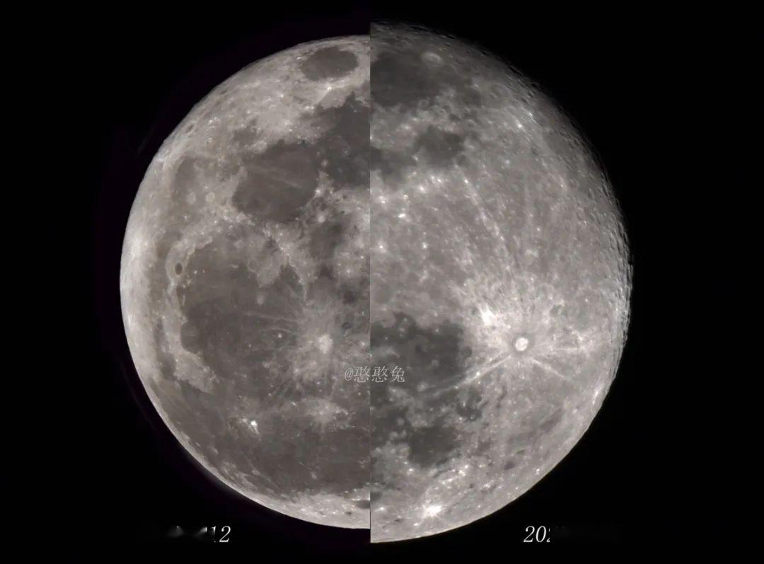 3月10日的超级月亮与平时月亮的对比图