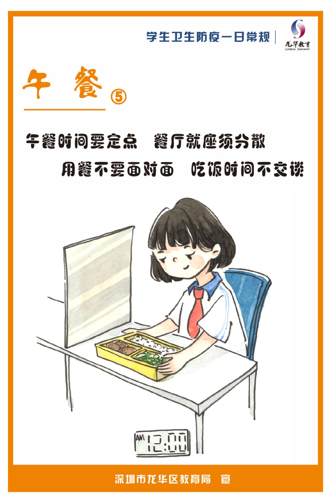 龙华教师根据 深圳市教育系统卫生防疫一日常规(学生篇) 手绘简易版