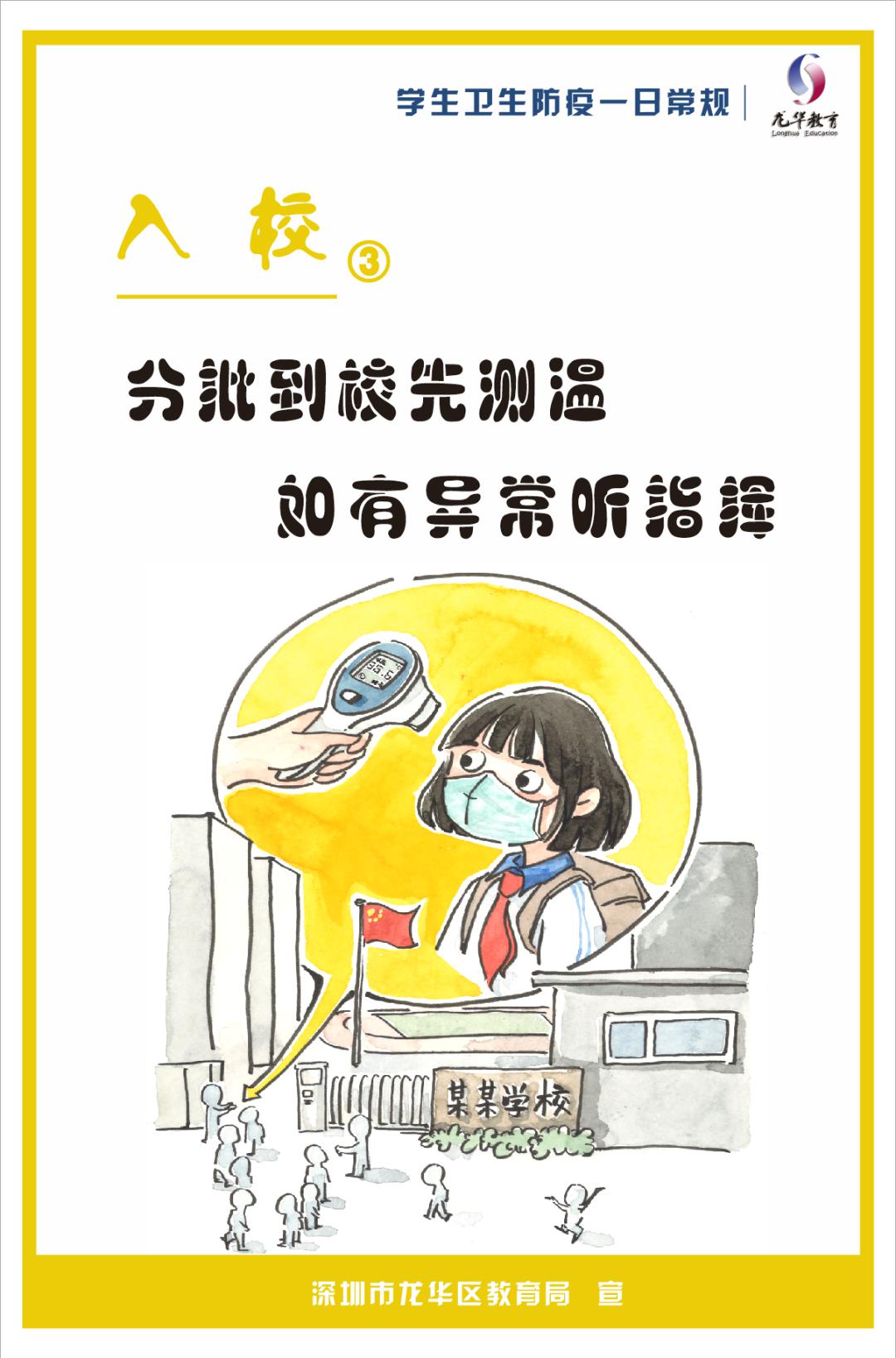 龙华教师根据 深圳市教育系统卫生防疫一日常规(学生篇) 手绘简易版