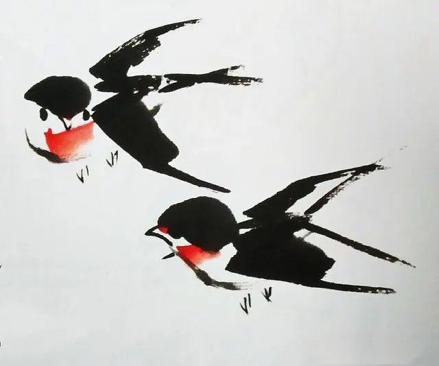 花鸟画之燕子的画法,燕子轻盈多姿的形态画法