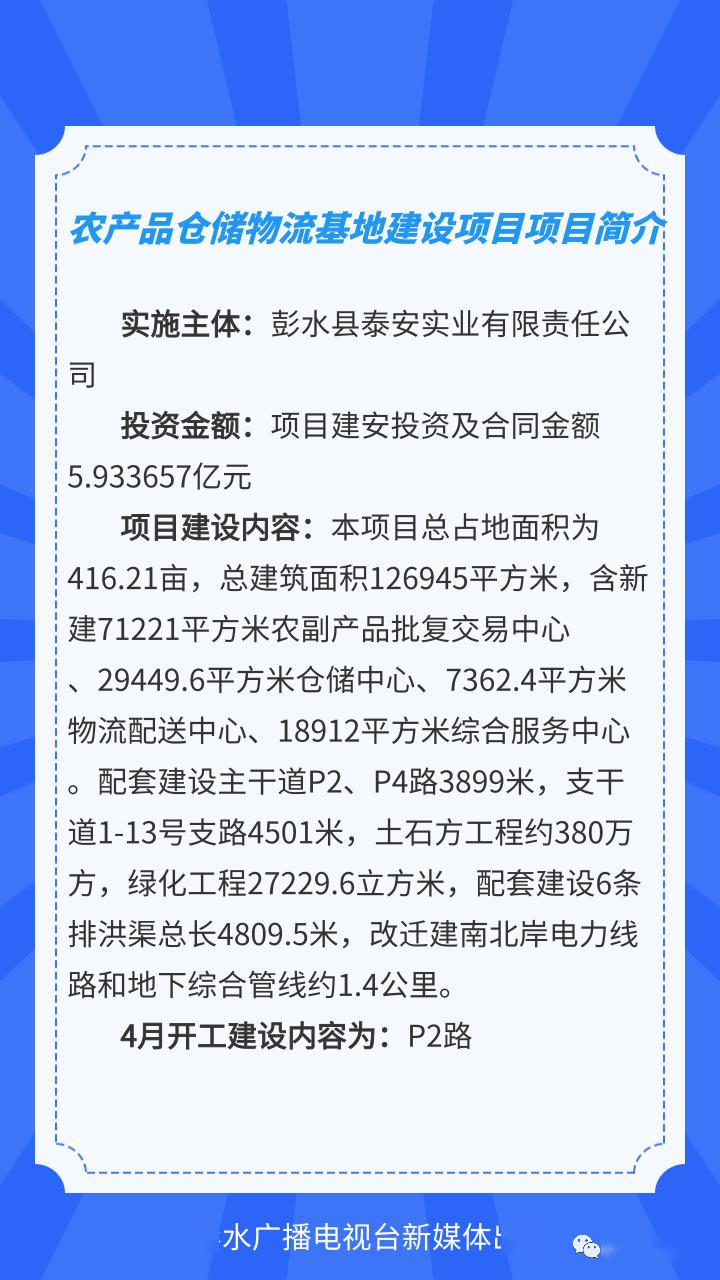 彭水自治县2020年重点项目详情请看这里！