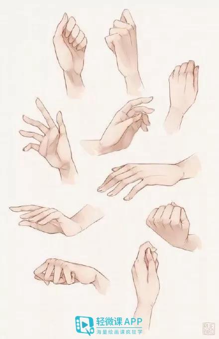 动漫手势画法教程,超简单的手部各种姿势画法