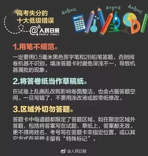 [考试]不看吃大亏！人民日报：高考各科最易犯这些错误
