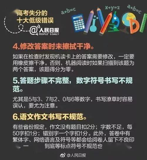 [考试]不看吃大亏！人民日报：高考各科最易犯这些错误