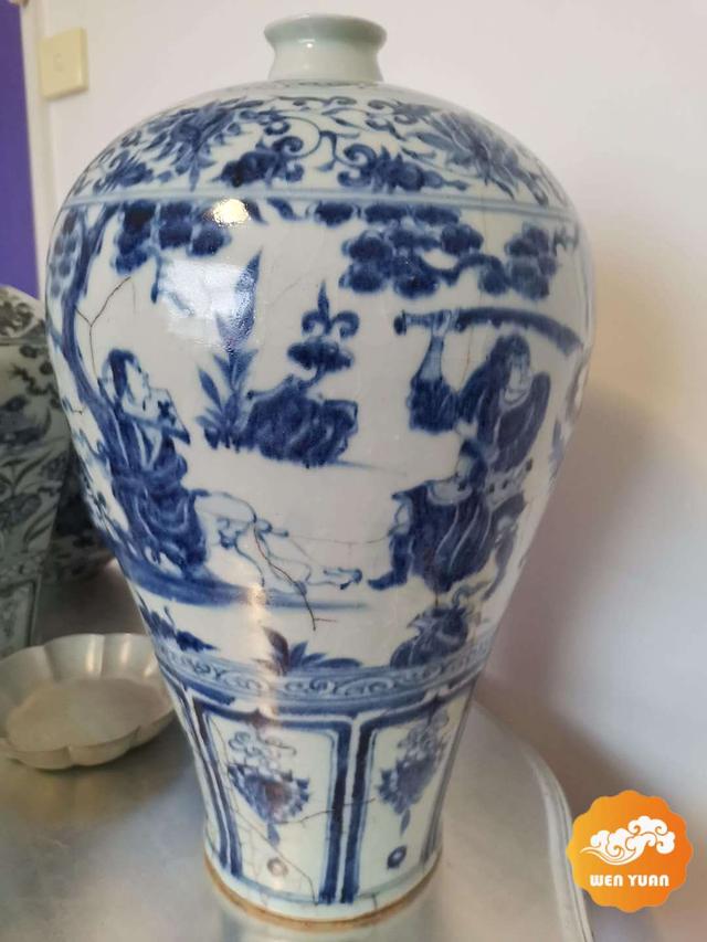 中国美術青花人物紋梅瓶 青花山水人物紋梅瓶- 故宮