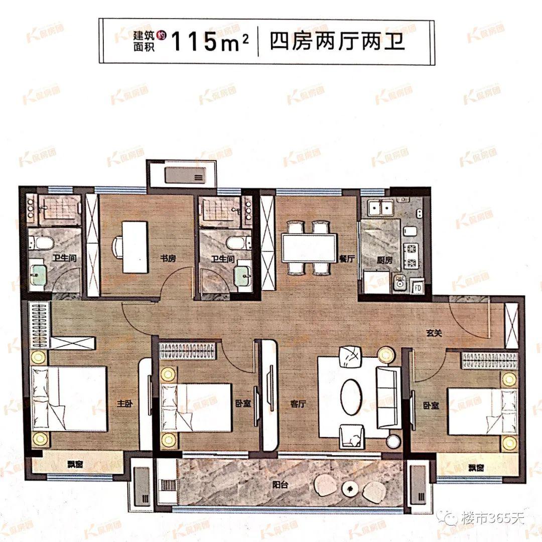 云栖里115㎡户型图云栖里140㎡户型图115㎡和140,四开间朝南设计,双