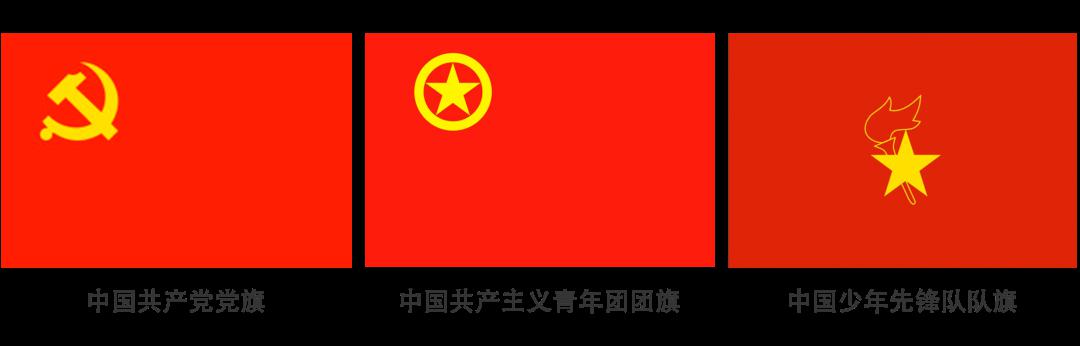 中国共产党党旗,中国共产主义青年团团旗和中国少年先锋队队旗