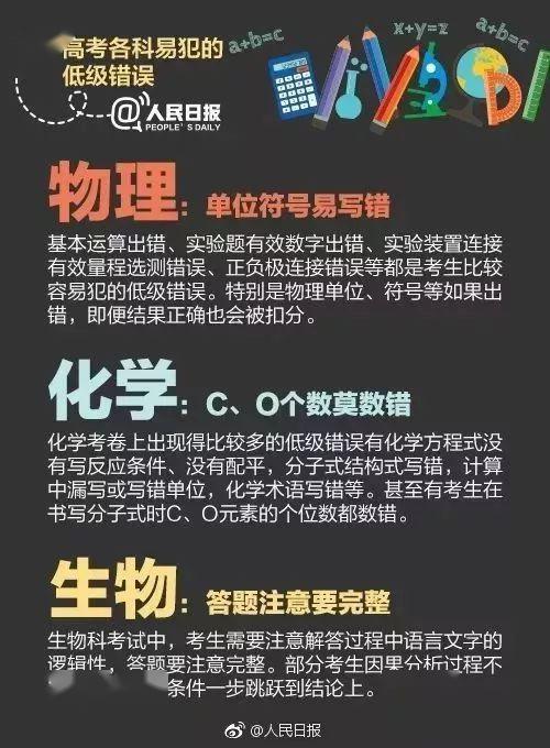 [考试]不看吃大亏！人民日报：高考各科最易犯这些错误