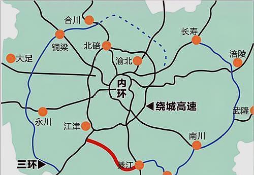 原创重庆在建的一条高速公路,双向4车道,长约77公里,三环最后一段