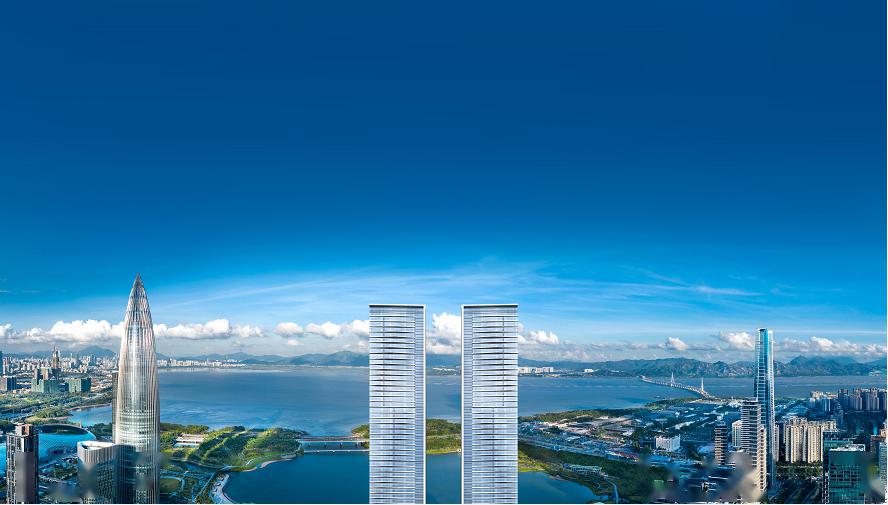 与深圳湾地标建筑"春笋",深圳湾一号鼎足而立,构建一个黄金三角格局