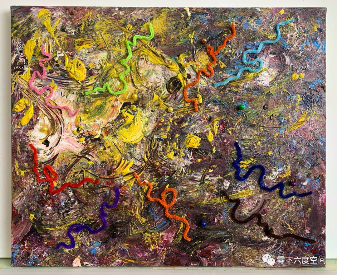 6.《璀璨》尺寸:50×60(cm)油画综合材料.年代:2020年