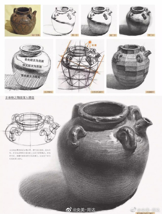 画素描罐子要注意什么?美术静物素描要点
