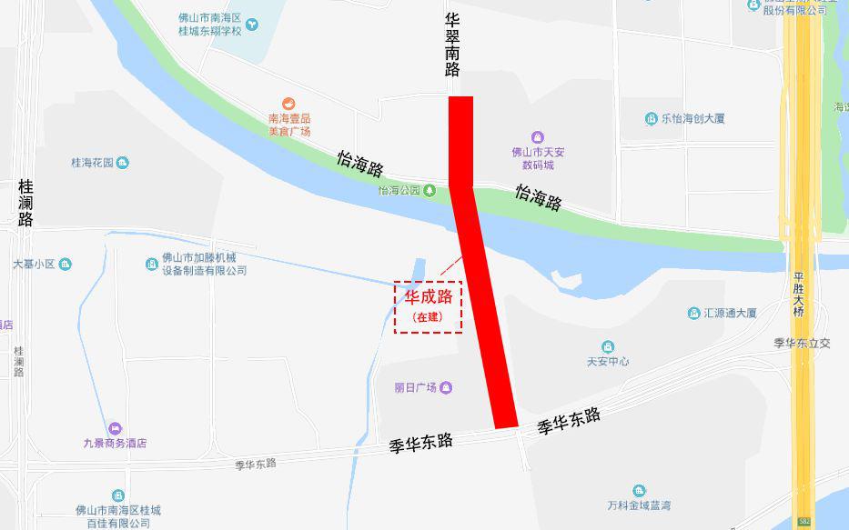 5月1日起桂澜路北延线相关路段华翠南路将封闭施工绕行