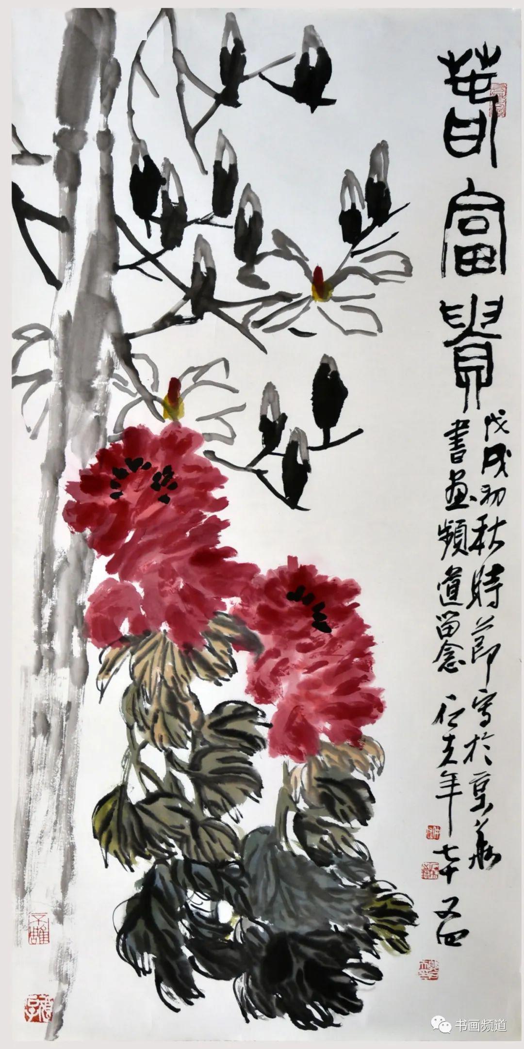 郭石夫《春富贵》2018 纸本 镜心 136x68cm