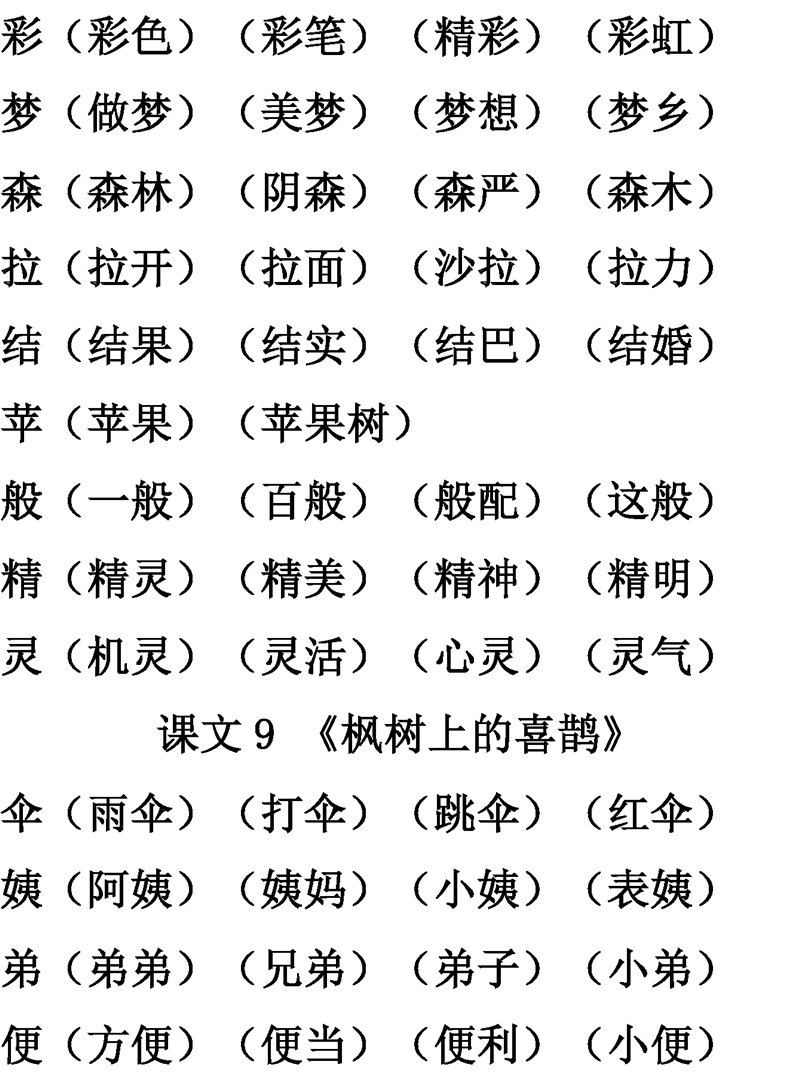 16年级语文下册第16单元生字表组词大全可下载打印