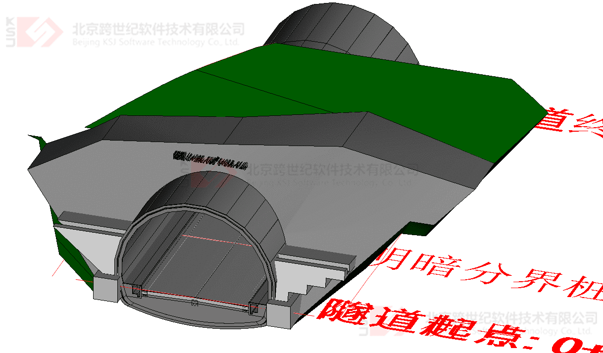 建模成功后便在隧道洞口处创建了边坡,仰坡,回填,基础,矮墙模型,其中