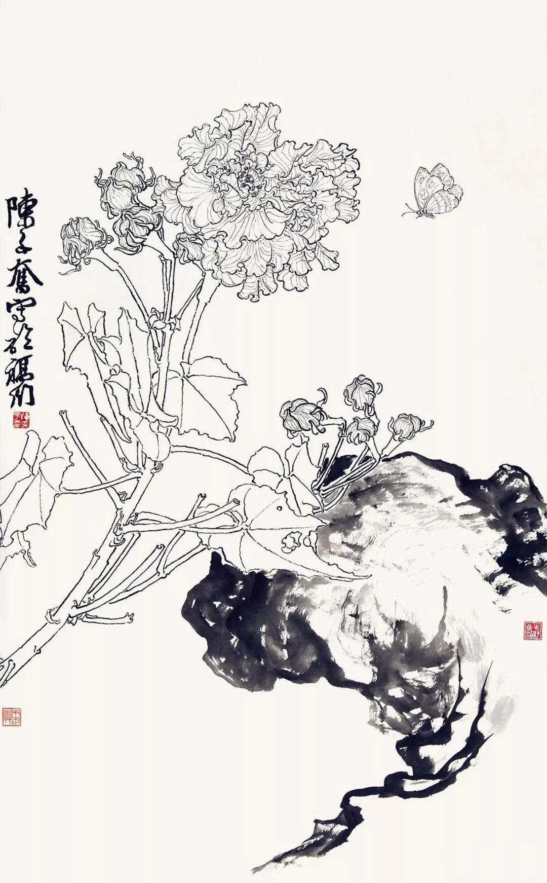 陈子奋白描以线造型是中国传统绘画的特色,不管是人物画,还是山水画