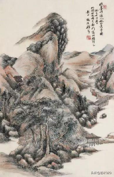 清代画家顾麟士山水画作品欣赏