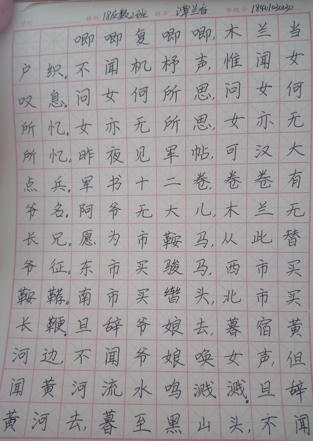 优秀钢笔字(大一) 19应数2班  许瑶 19级804数学班 伍洋 18级773