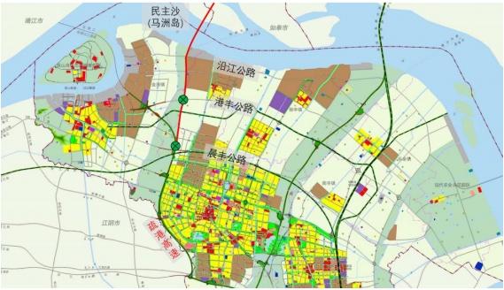 张家港侧接线及互通设置示意图