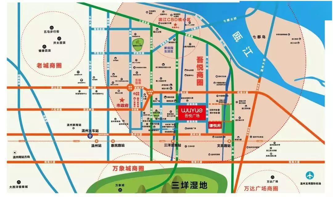 2 区位分析 吾悦广场·澜悦府位于温州龙湾区蒲州街道江前,上江村.