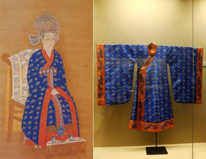 根据《宋高宗皇后坐像》仿制的宋锦皇后服(苏州丝绸博物馆藏)
