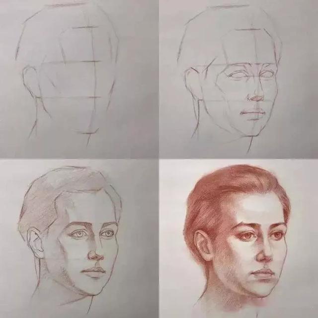 看美院才女示范最好的素描步骤