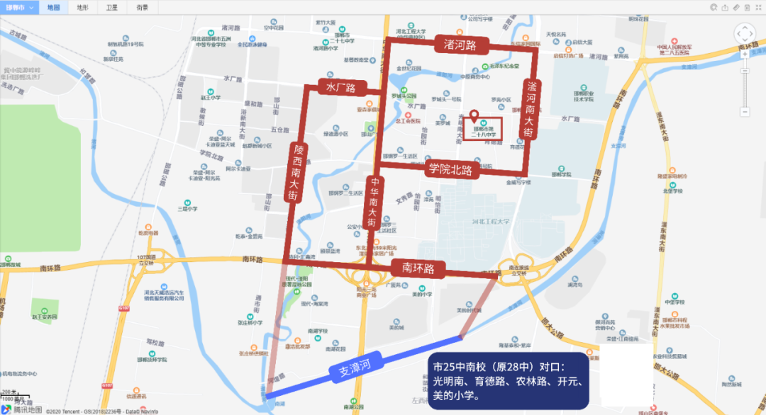 邯郸中小学划片分布图丛台区邯山区复兴区