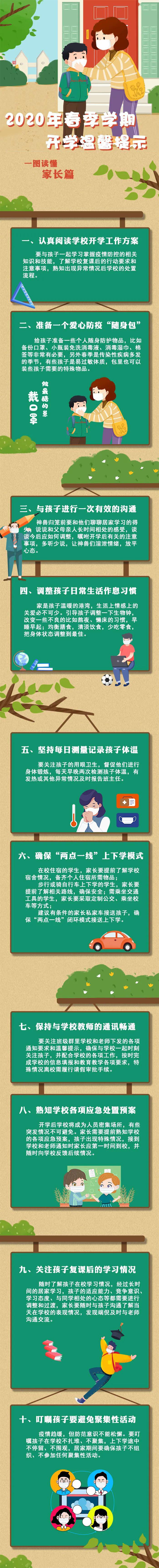 【温馨提示】青岛市中小学2020年春季学期开学温馨提示之"家长篇"