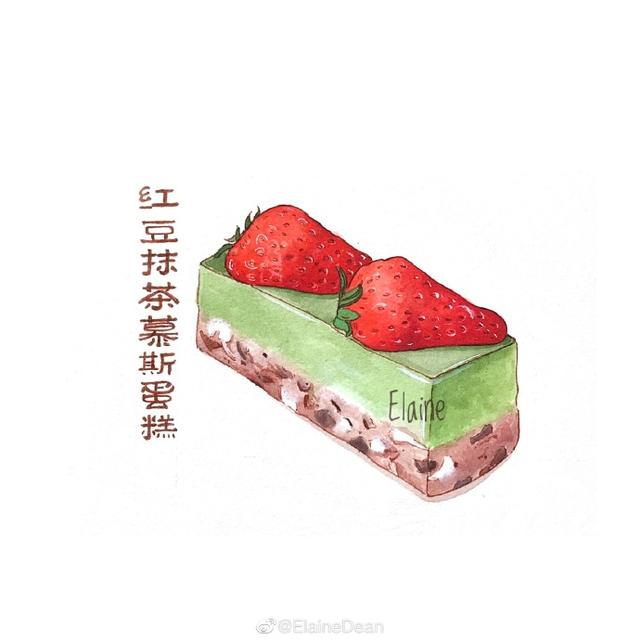 水彩| 一组和抹茶相关的美食钢笔淡彩