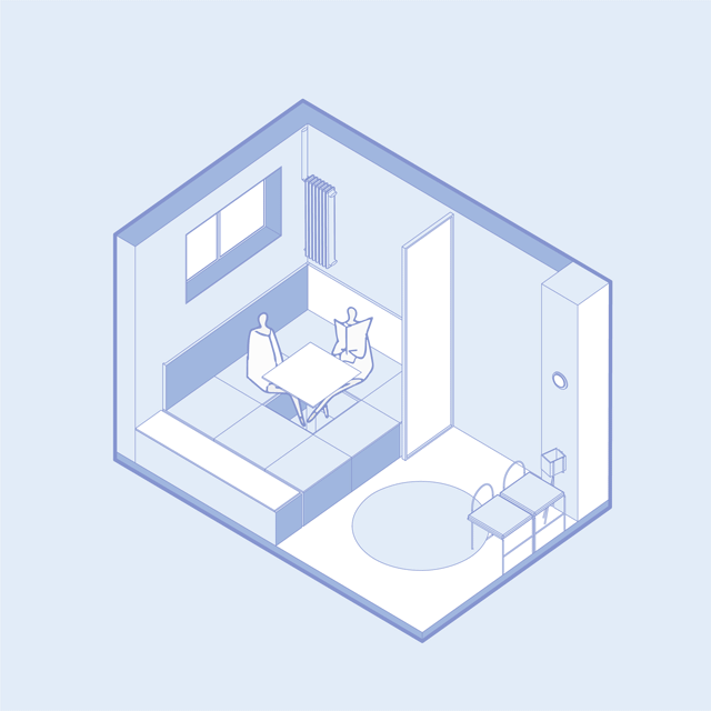 改造时,将原有的卫生间整体向西挪动一米,扩大了卫生间的面积,增加了