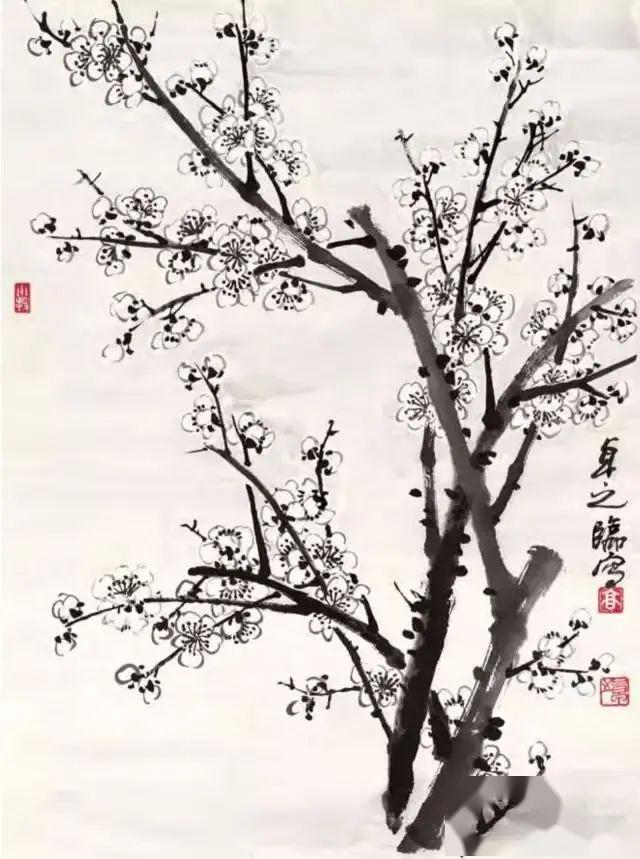 国画教程:如何画梅花,实用_枝干