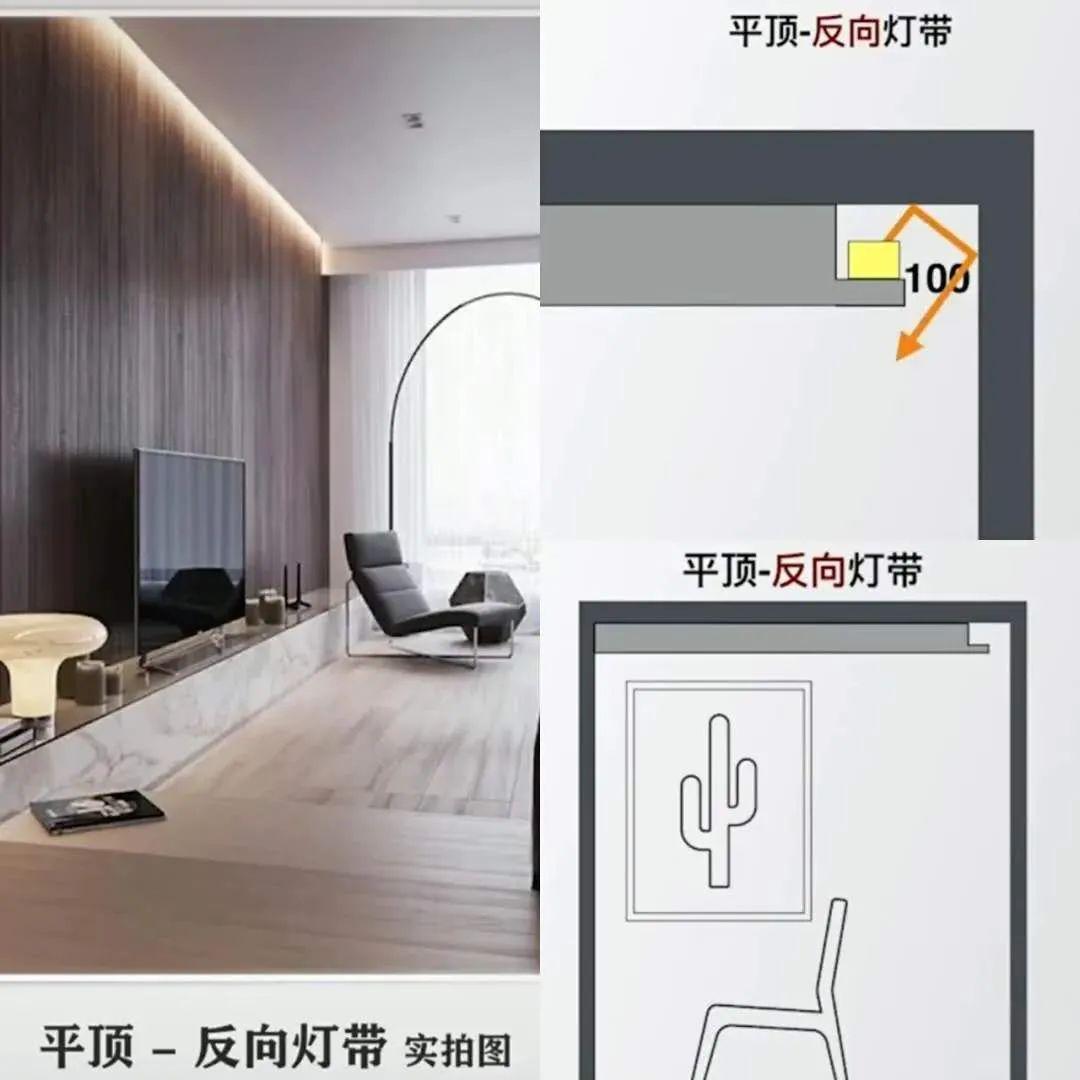 本公司主要采用五种主流的木制天花工艺1,平吊顶,加装反向内藏灯带;2