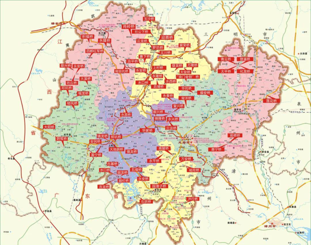 永定区 7座,上杭县 21座,武平县 6座,长汀县 8座,连城县 18座和漳平市