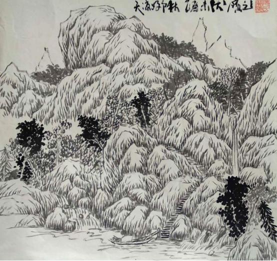 画家陈宝元中国色彩山水画
