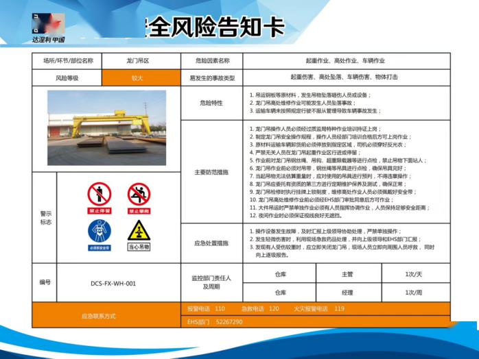 实拍双重预防机制现场标识标牌示例