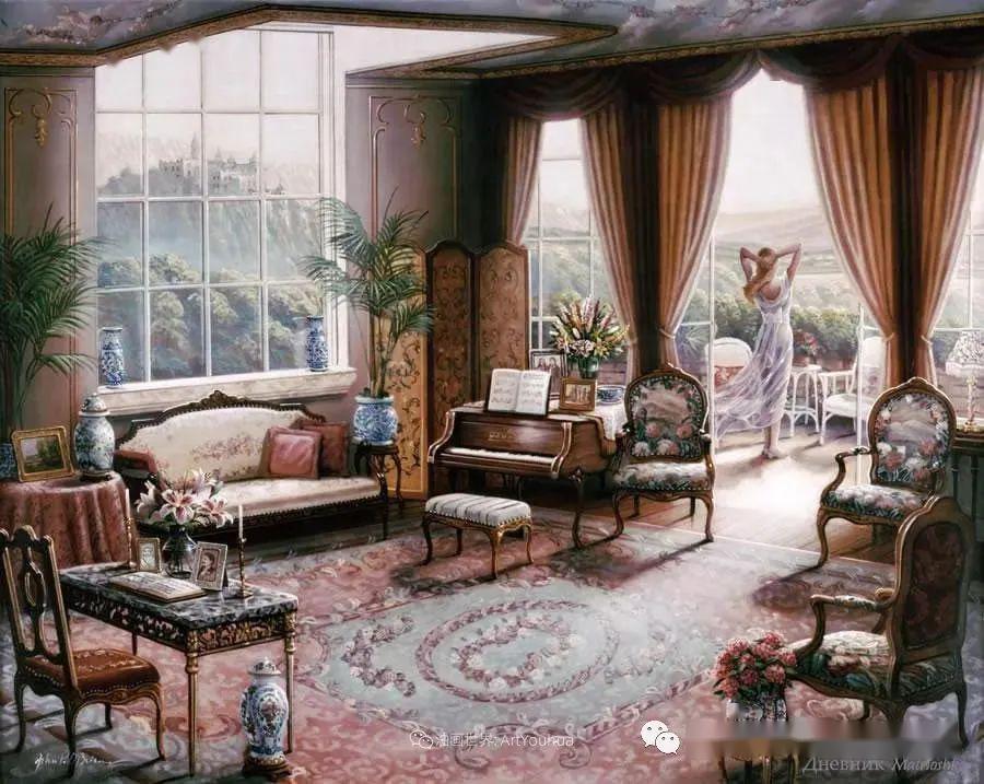 美国画家约翰帕特里克奥布莱恩室内场景油画作品欣赏