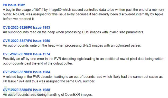 谷歌Project Zero团队揭苹果众多新漏洞，聊天图像