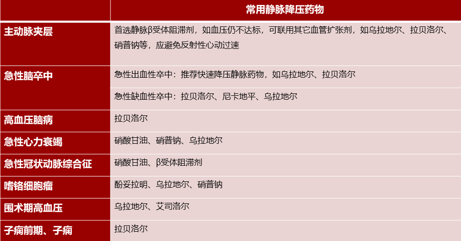 表3 常用高血压急症静脉治疗药物