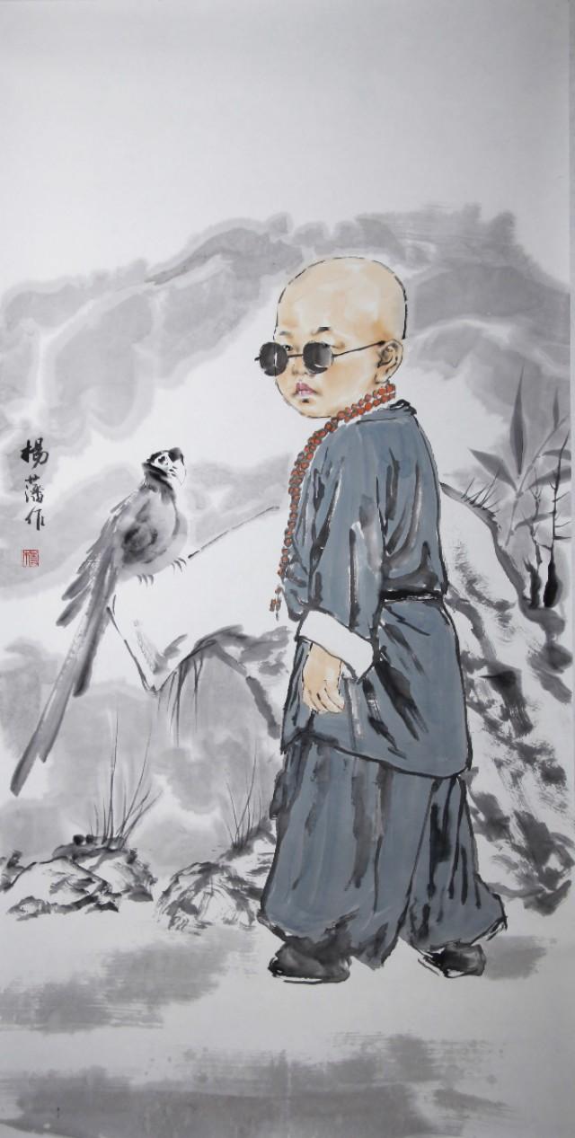 小沙弥——杨藩笔下的写实水墨人物画欣赏:沙弥是释迦